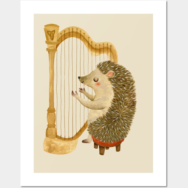 Hedgehog Harpist Wall Art by annyamarttinen